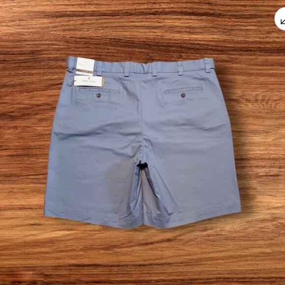 Oak Hill Mens Shorts Size 46 Flat Front Stretch Twill Chino Blue Cotton Blend - Picture 2 of 10